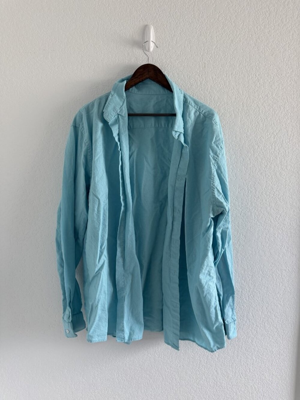 Women's 3XL Blue Linen Cotton Blend Long Sleeve Button Down Shirt Casual Summer